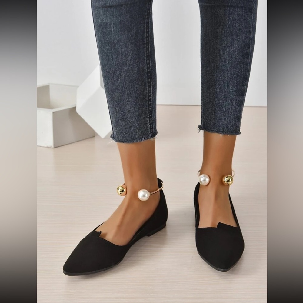 New -  Pearl pointy ankle strap ballet flats